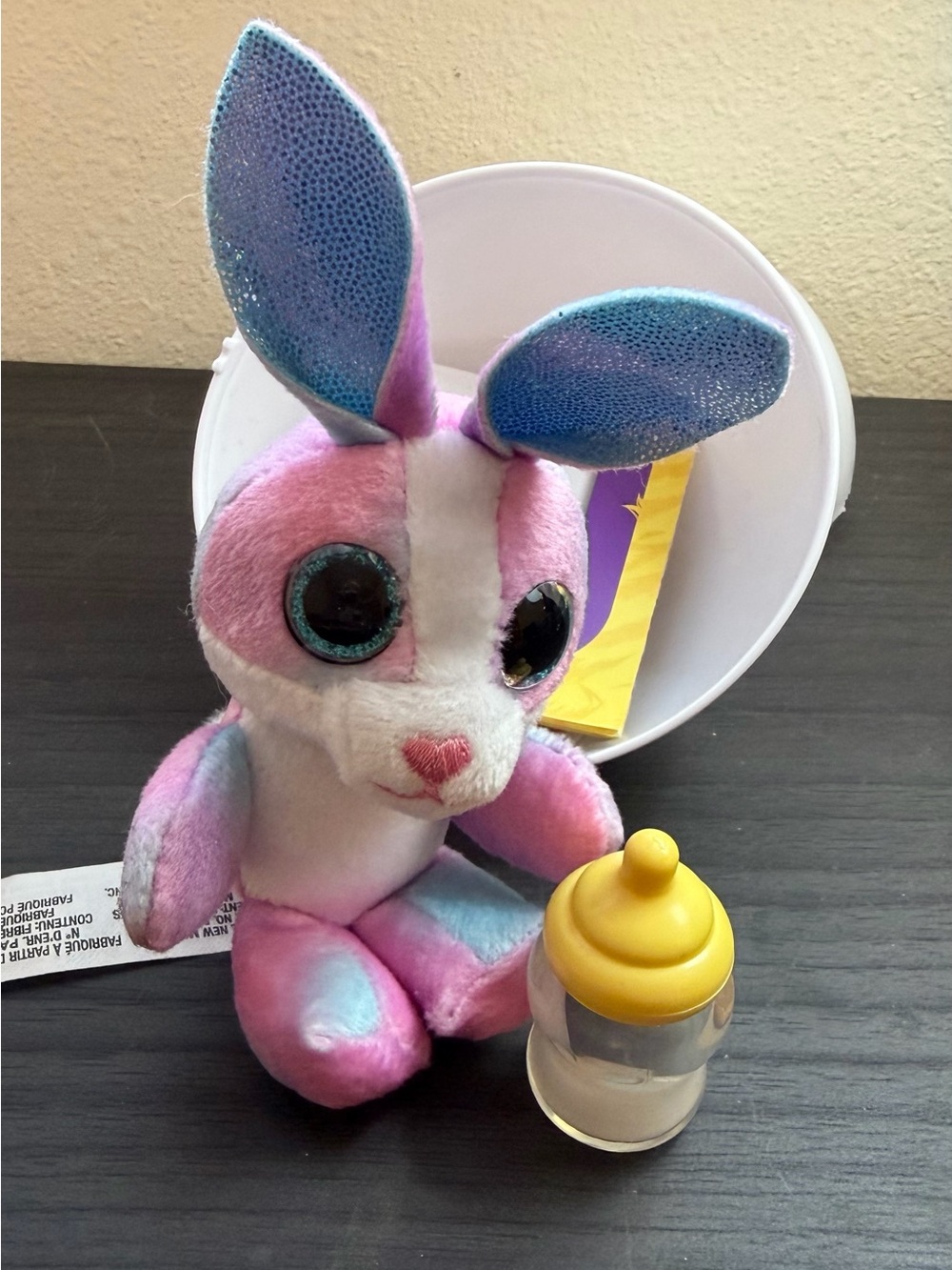 Ty Beanie Boo Easter Bunny Plush Pastel Pink Purple Glitter Eyes Stuffed Animal